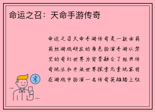 命运之召：天命手游传奇